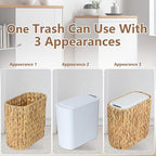 Boho Kitchen Trash Can with Lid, 3.5 Gallon Automatic Small Rattan Trash Can - Image 4