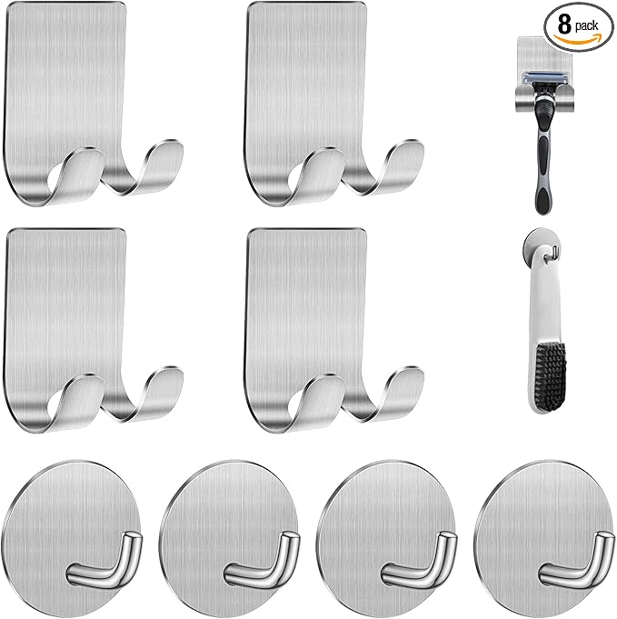 Diesisa Razor Holder for Shower + Adhesive Wall Hooks, Premium 304 Stainless by Home