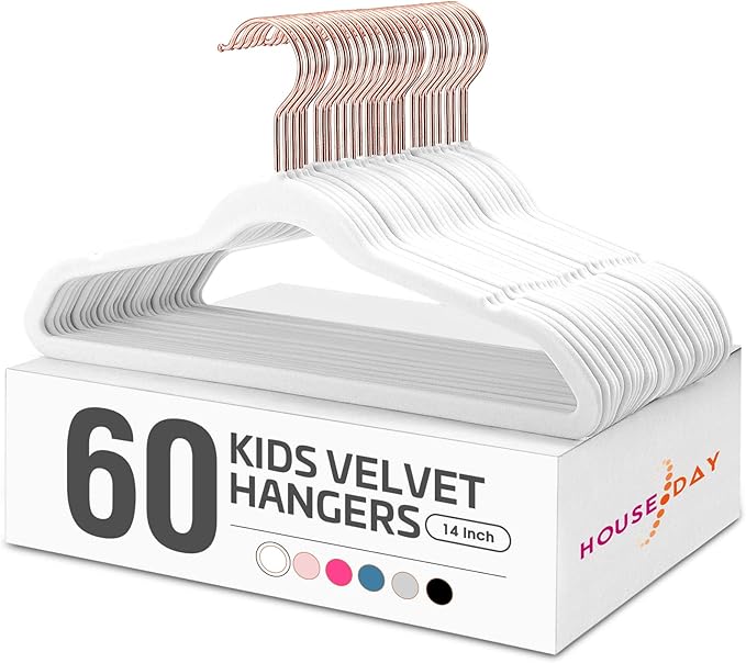 HOUSE DAY Velvet Kids Hangers 60 Pack, Premium Childrens Hangers by HOUSEDAY