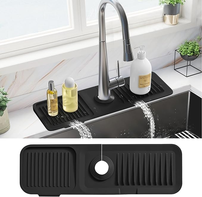 PoYang 17.7 Inch Faucet Mat for Kitchen Sink Splash Guard Behind Faucet by PoYang