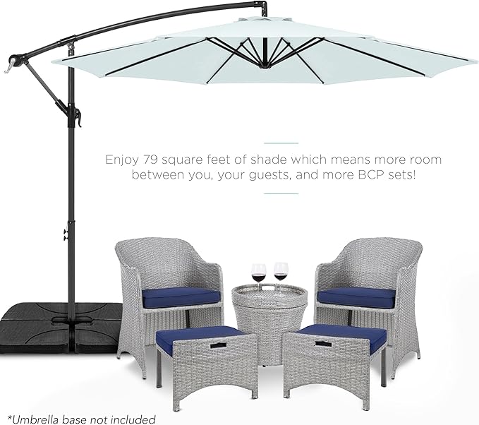 Best Choice Products 10ft Offset Cantilever Hanging Market Patio Umbrella, 8 Sturdy Ribs, Easy Adjustment - Baby Blue - Image 2