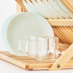 Bamboo Dish Drying Rack, 3 Tier Collapsible Wooden Dish Drainer Rack - Image 8