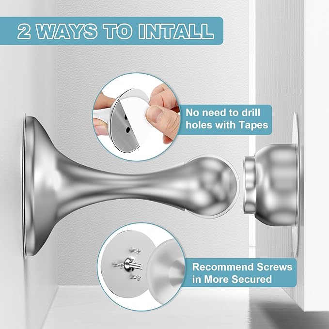 Magnetic Door Stoppers 4 Pack, Stainless Steel Door Stops - Image 4