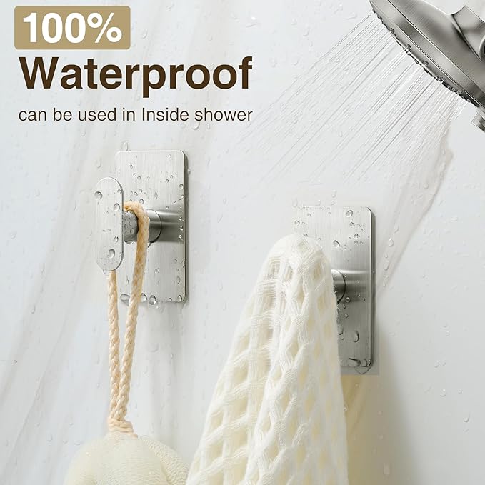 pickpiff Adhesive Towel Hooks for Bathroom: 20LB Extra Strong Wall Hanger for - Image 5