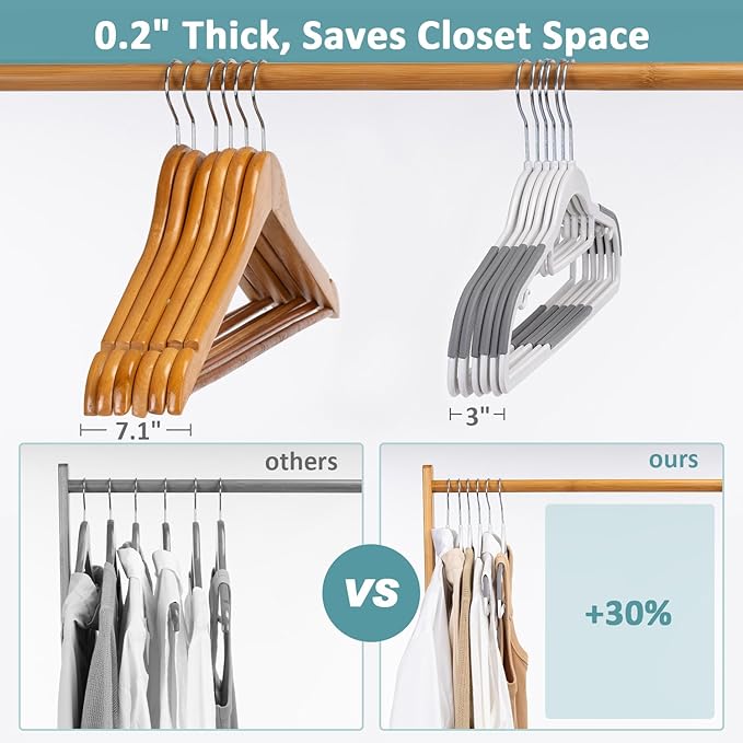 30-Pack Plastic Clothes Hangers, Space Saver, Non Slip, 360° Swivel Hook - Image 7