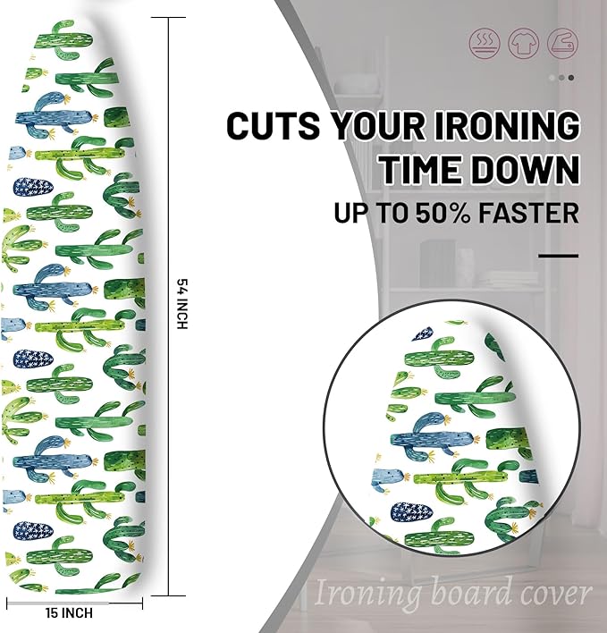 Extra Thick Ironing Board Cover and Pad, Tropical Cactus 15x54 Ironing Board - Image 2