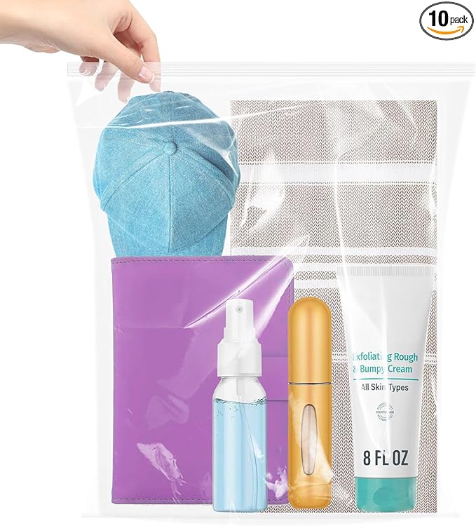 Large Plastic Bags With Zipper Top, 3 Gallon, 10 Pack, Extra Large Storage by Cupplation