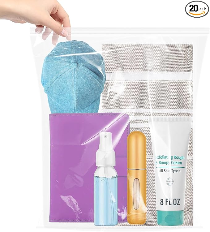 Large Plastic Bags With Zipper Top, 3 Gallon, 20 Pack, Extra Large Storage by Cupplation