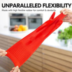 Vgo... 1-Pair Reusable Long Sleeve Thick Latex Dishwashing Gloves - Image 3