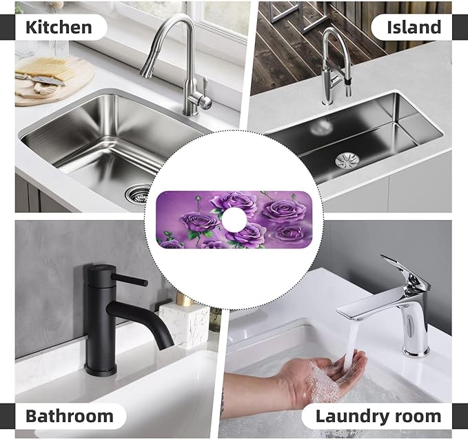 Purple Roses Kitchen sink faucet pad, strong water absorption, anti slip - Image 8