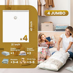 TAILI 4 Pack Vacuum Storage Bags, Jumbo Vacuum Seal Bags - Image 3