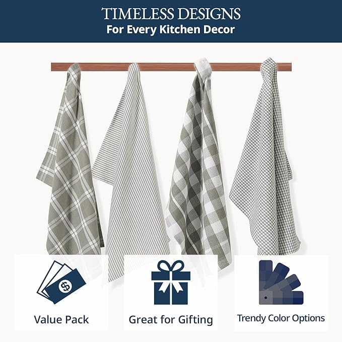 LANE LINEN Cotton Kitchen Towels Set, Quick-Drying Dish Towels, Tea Towels - Image 8