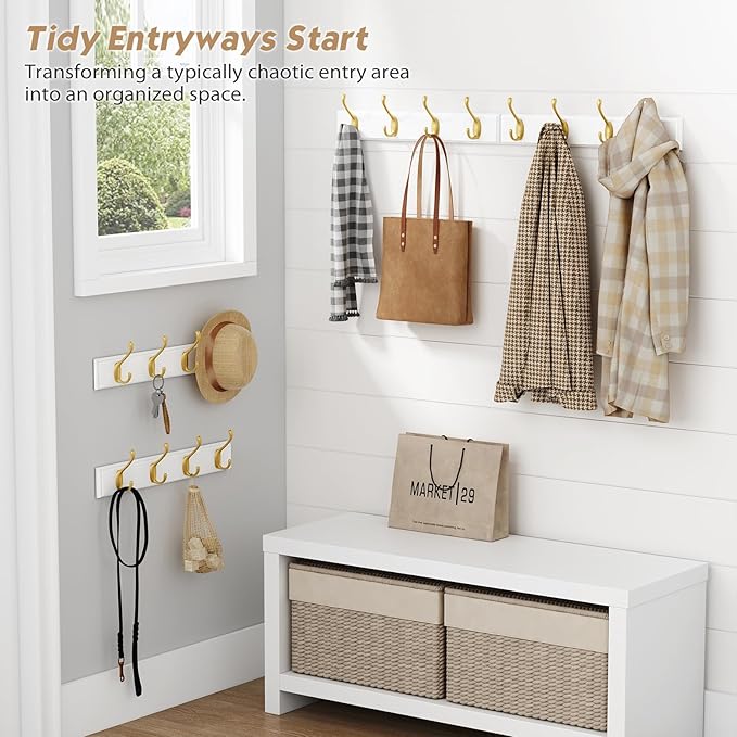 Forbena Gold Coat Rack Wall Mount, Decorative Coat Hooks - Image 4