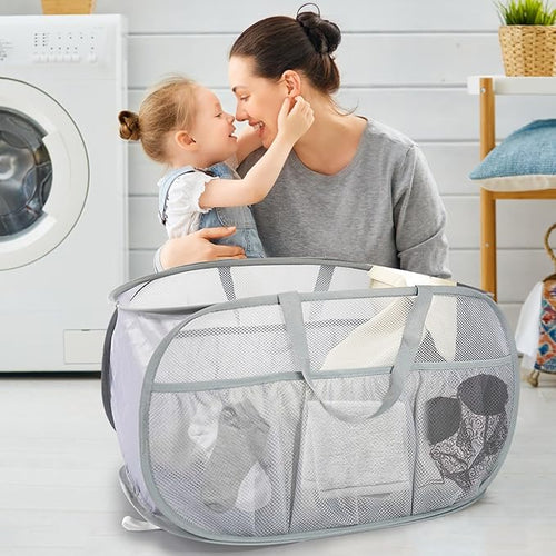 2 Pack Collapsible Laundry Baskets, Upgrade Pop Up Laundry Hamper - Image 2