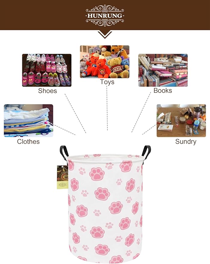 HUNRUNG Laundry Hamper, Large Canvas Fabric Lightweight Storage Basket Toy - Image 3