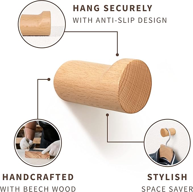 Natural Wooden Wall Hooks - Image 3