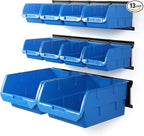 Wallmaster Wall Mounted Storage Bins, Wall Storage Bins Parts Rack 10 Bins&3 by Wallmaster