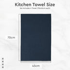 Encasa XO Kitchen Dish Towels Set | Navy Blue | Waffle Weave and Flat Hand Tea - Image 6