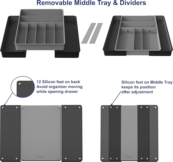 Simple Houseware Expandable Kitchen Drawer Flatware Organizer - Image 4