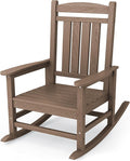 KINGYES HDPE Outdoor Rocking Chair, Widened Seat Patio Rocking Chair, Oversized All Weather Patio Rocker, Brown by KINGYES