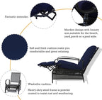 Kozyard Adjustable Outdoor Reclining Lounge Chair, Cushioned Patio Chaise Lounge with Extendable Metal Frame for Sunbathing, Reading & Relaxing – Comfortable Outdoor Recliner(Navy Blue) - Image 5