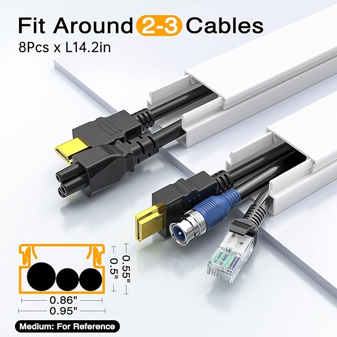 Delamu Cord Covers for Wires on Wall, 113.4in TV Cord Hider, Self-adhesive - Image 2