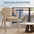 VINGLI PE Rattan Outdoor Dining Chairs Set of 2, Plastic Stackable Patio Chairs for Indoor, Porch, Restaurant, Garden,Champagne - Image 4