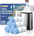 13 Gallon Trash Bags Drawstring 120 Count, 1.7 Mil Thick White Garbage Bags by TFORING%C2%AE
