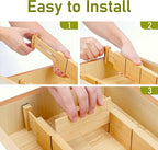 Whitmor Adjustable Bamboo Drawer Dividers, Expandable 17"-22" Drawer Organizer - Image 6