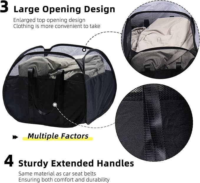 Collapsible Laundry Basket, 90L Foldable Pop-up Laundry Hamper - Image 4