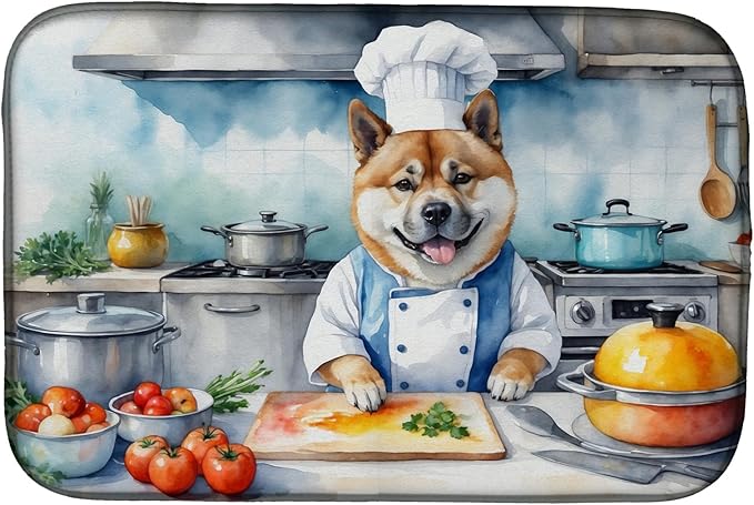 Caroline's Treasures DAC6182DDM Akita The Chef Dish Drying Mat Absorbent Dish by CarolinesTreasures