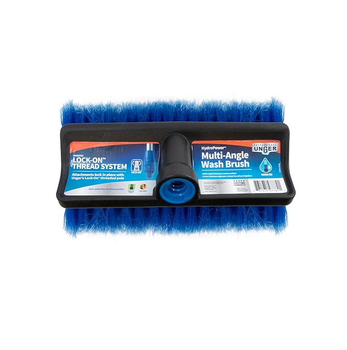 Unger Professional Lock-On HydroPower 10” Bi-Level Soft Wash Brush, Compatible - Image 11