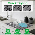 Stone Drying Mat for Kitchen Counter Large, Foldable Quick Dry Diatomaceous - Image 3