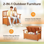 VINGLI Outdoor Storage Bench, Large Wood Deck Box with Seating, Weatherproof Outdoor Bench with Storage Loveseat, 2-Person Wooden Patio Bench for Entryway, Backyard, Garden - Image 7