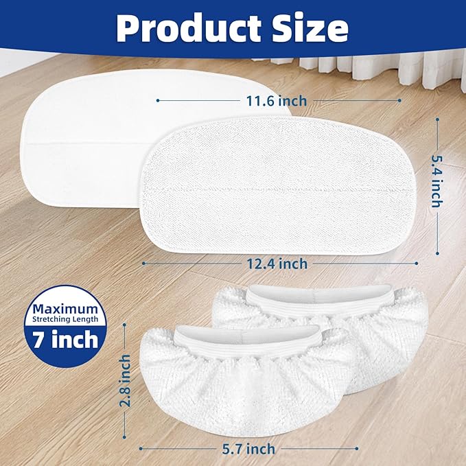 LOVECO 4 Pack Steam Mop Pads + 4 Microfiber Small Cloths Compatible - Image 3