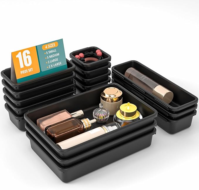 16 PCS Drawer Organizer Set, 4 Size Makeup Drawer Divider Organizer by StoreHappily