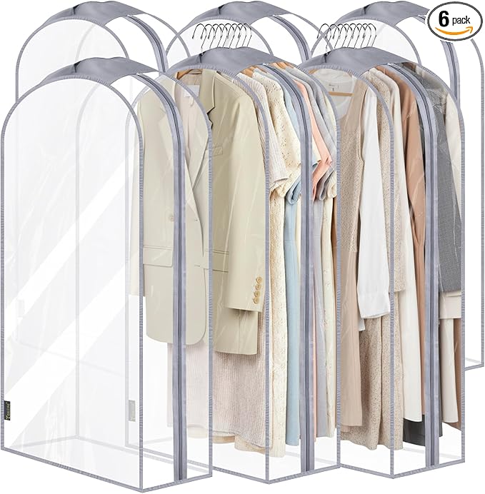 BALEINE 40'' Clear Garment Bags, 10.5'' Wide PEVA Suit Bag by BALEINE