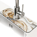 Kitchen Sink Splash Guard，White-grey gold marble Faucet Mat Sink Gadgets-Super by ZHUZHISHAN