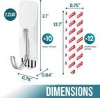 TAILI Hooks for Hanging, 10 Small Sticky Hooks and 12 Adhesive Strips, No - Image 2