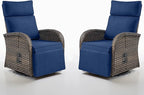 Belord Swivel Outdoor Recliner Chair Set of 2 - Reclining Patio Chair with Adjustable Backrest and Footrest, All-Weather Wicker Chaise Lounge Chair Outdoor for Pool Deck Brown (Upgraded 2.0) by Belord