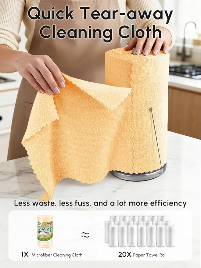 Microfiber Cleaning Cloths Roll, 75 Pack Tear Away Microfiber Towels Roll - Image 2