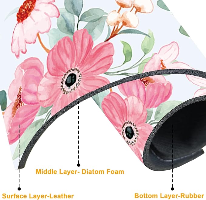 2 Pack Watercolor Floral Sink Faucet Absorbing Mat White Pink Flowers Super - Image 3