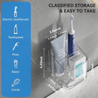 Toothbrush Holders for Bathrooms, 3 Slots Detachable Electric Toothbrush Holder - Image 2