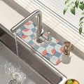 Red Gray Tile Sink Splash Guard Faucet Mat Red White Diamond Super Absorbent by Unknown