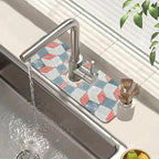 Red Gray Tile Sink Splash Guard Faucet Mat Red White Diamond Super Absorbent by Unknown