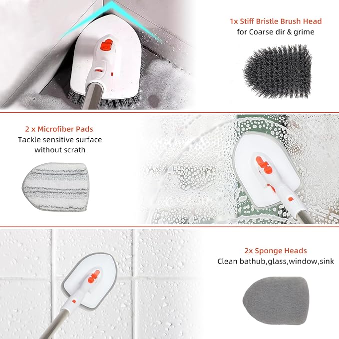 Floor Scrub Brush 3 in 1 Tub Tile Floor Scrubber Brush - Image 4