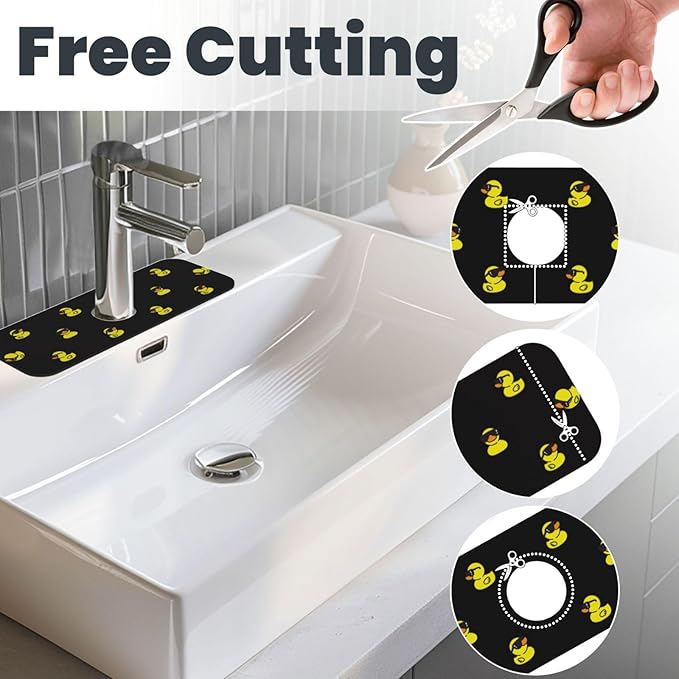 Duck Ducky Sunglasses Yellow Kitchen Sink Splash Guard Faucet Mat Super - Image 3