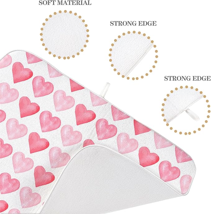 Valentines Day Dish Drying Mats 18x24 Inch Love Pink Heart Drying Mats - Image 7