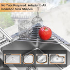 Corner Sink Caddy Kitchen Sink Organizer, Silicone Wrapped Triangle Roll Up - Image 6