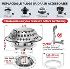 zaa Bathtub Drain Stopper, Upgraded 2in1 Tub Stopper Bathtub Drain Cover and - Image 3
